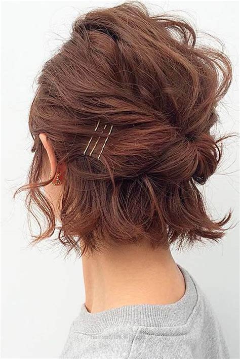 short hair hairdo ideas|casual updo for short hair.